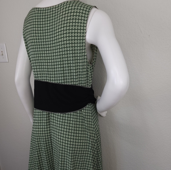 Max Studio Green Black Sleeveless Tie Dress Size L - Picture 7 of 13
